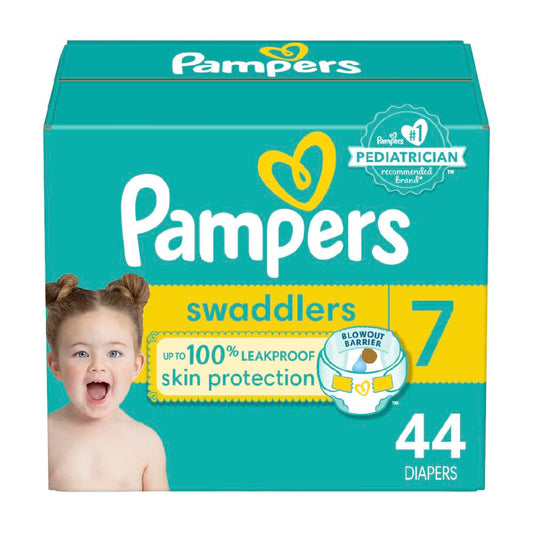 Pampers Diapers Size 7, 44 Count - Swaddlers Disposable Baby Diapers, Super Pack