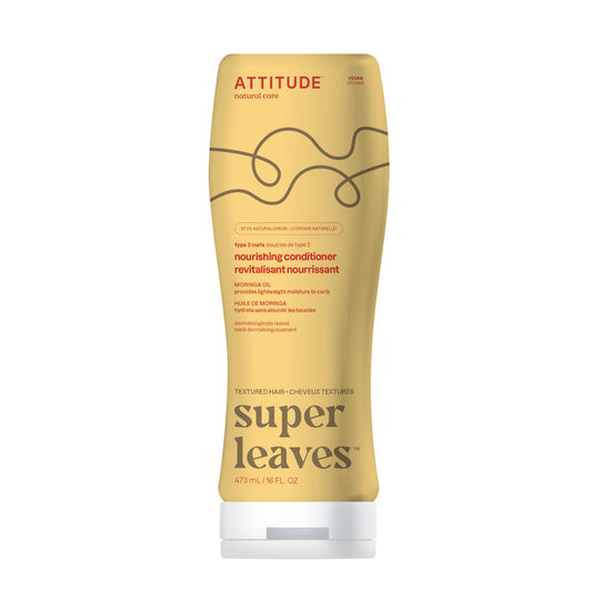 ATTITUDE Nourishing Conditioner for Curly Hair with Moringa Oil, Made in Canada, Vegan Detangler and Naturally Derived, 3a, 3b, 3c Curl Type, Provides Lightweight Moisture to Curls, 473 mL