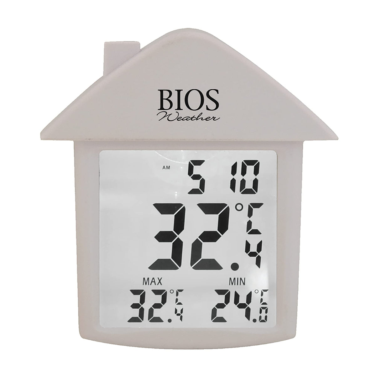 BIOS Weather Indoor/Outdoor Digital Suction Cup Thermometer White 4.25-Inch x 5.7-Inch x 0.9-Inch