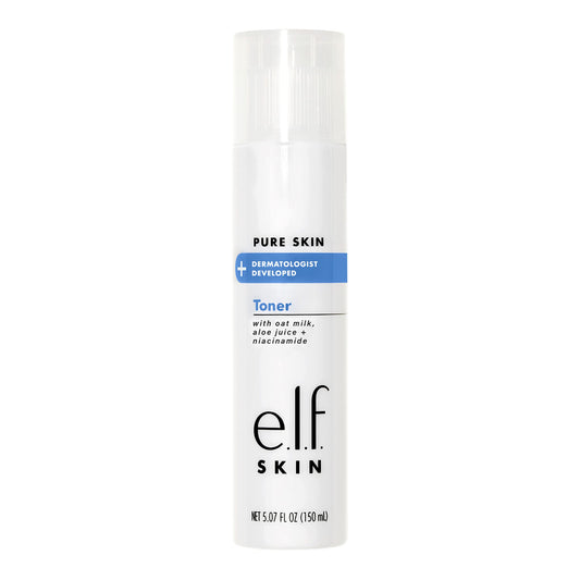 e.l.f. Pure Skin Toner, Gentle, Soothing & Exfoliating Daily Toner For A Smoother-Looking Complexion, Made With Oat Milk, Aloe Juice & Niacinamide, 6 oz