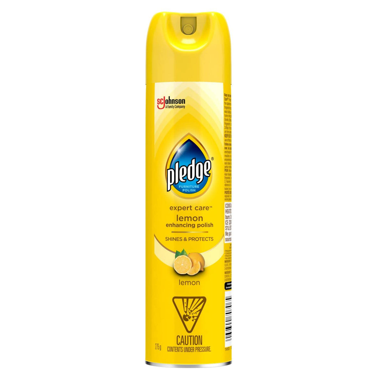 Pledge Enhancing Furniture Polish Spray, Provides Protective and Glossy Coating for Sealed Surfaces, Lemon Scent, 275g