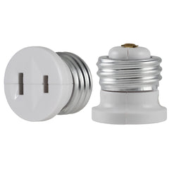 Power Gear Polarized Handy Plug, 2 Pack, Light Socket to Plug Adapter, Easy to Install, 2-Prong, Convert Light Bulb to Outlet Socket Adapter, UL Listed, White, 69307