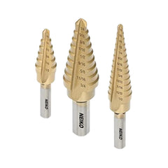 Neiko 10193A Titanium Step Bits, Unibit Set, 28 Sizes, High Speed Steel, Standard (SAE) Step Drill Bit Set, Step Bits for Metal. Unibit Step Drill Bits, Industrial Unibit