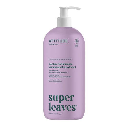 ATTITUDE Moisture Rich Hair Shampoo, EWG Verified, For Dry and Damaged Hair, Naturally Derived Ingredients, Vegan and Plant Based, Quinoa and Jojoba, 946 mL