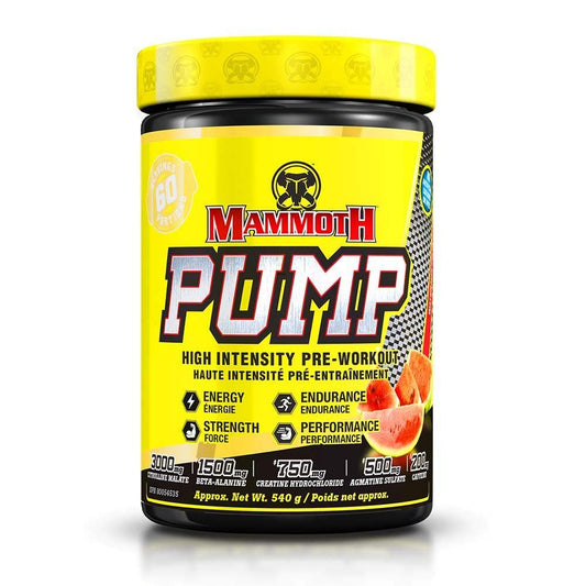 MAMMOTH PUMP – Pre Workout Powder, Superior Muscle Pumps, Increase Strength & Endurance, Explosive Power & Energy Supplement, Heightened Focus, Quick Recovery, Reduced Soreness (60 Serves, Watermelon)