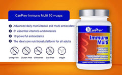 CanPrev Immuno Multi | 90 v-caps | N-Acetyl-Cysteine + Resveratrol | 21 Essential Vitamins and Minerals along with 10 Powerful Antioxidants l Advanced Daily Multivitamin