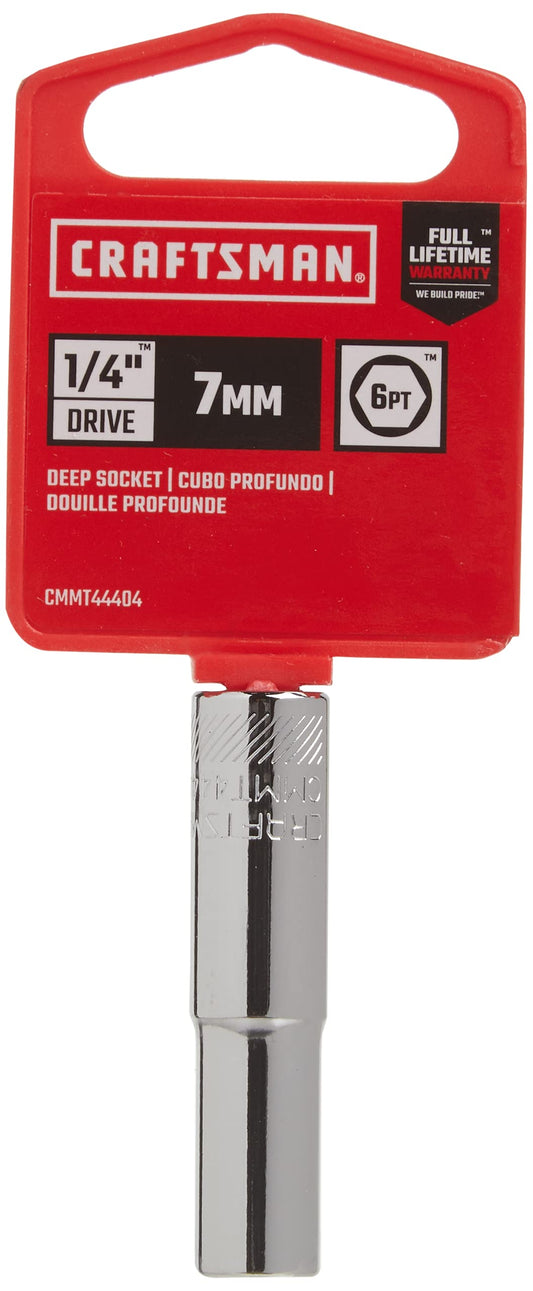 CRAFTSMAN Deep Socket, Metric, 1/4-Inch Drive, 7mm, 6-Point (CMMT44404)