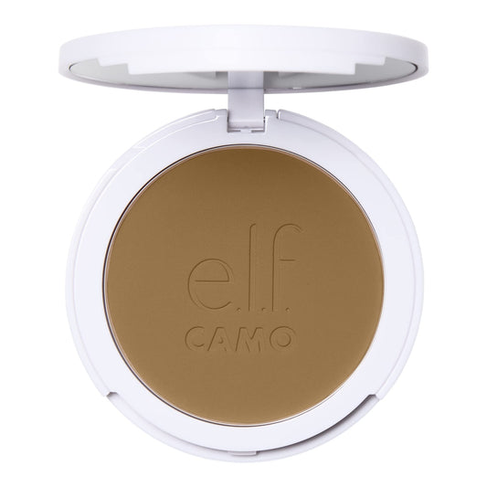 e.l.f. Camo Powder Foundation, Primer-Infused Buildable & Long-Lasting Medium-to-Full Coverage Foundation, Tan 425 N