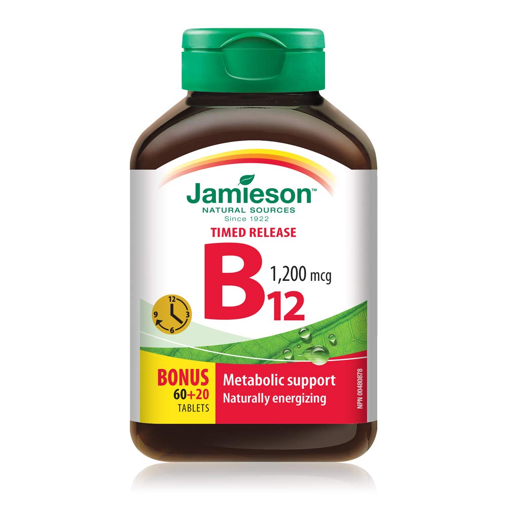 Jamieson Vitamin B12 (Cobalamin) 1200mcg, Timed Release, 80tablets