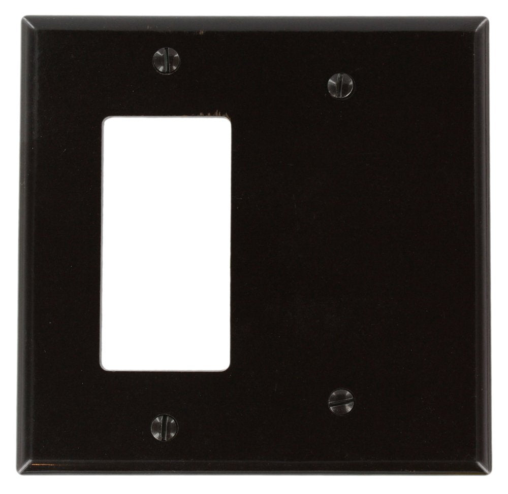 Leviton 80608 2-Gang 1-Blank 1-Decora/GFCI Device Combination Wallplate, Midway Size, Thermoset, Brown