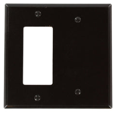 Leviton 80608 2-Gang 1-Blank 1-Decora/GFCI Device Combination Wallplate, Midway Size, Thermoset, Brown