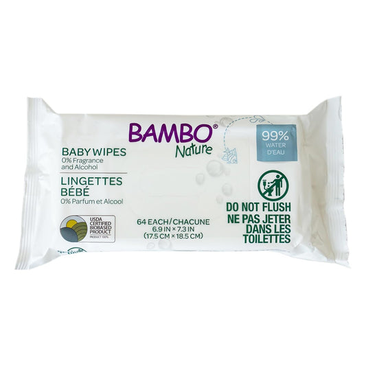 Bambo Nature Water Based Wet Wipes 64ct