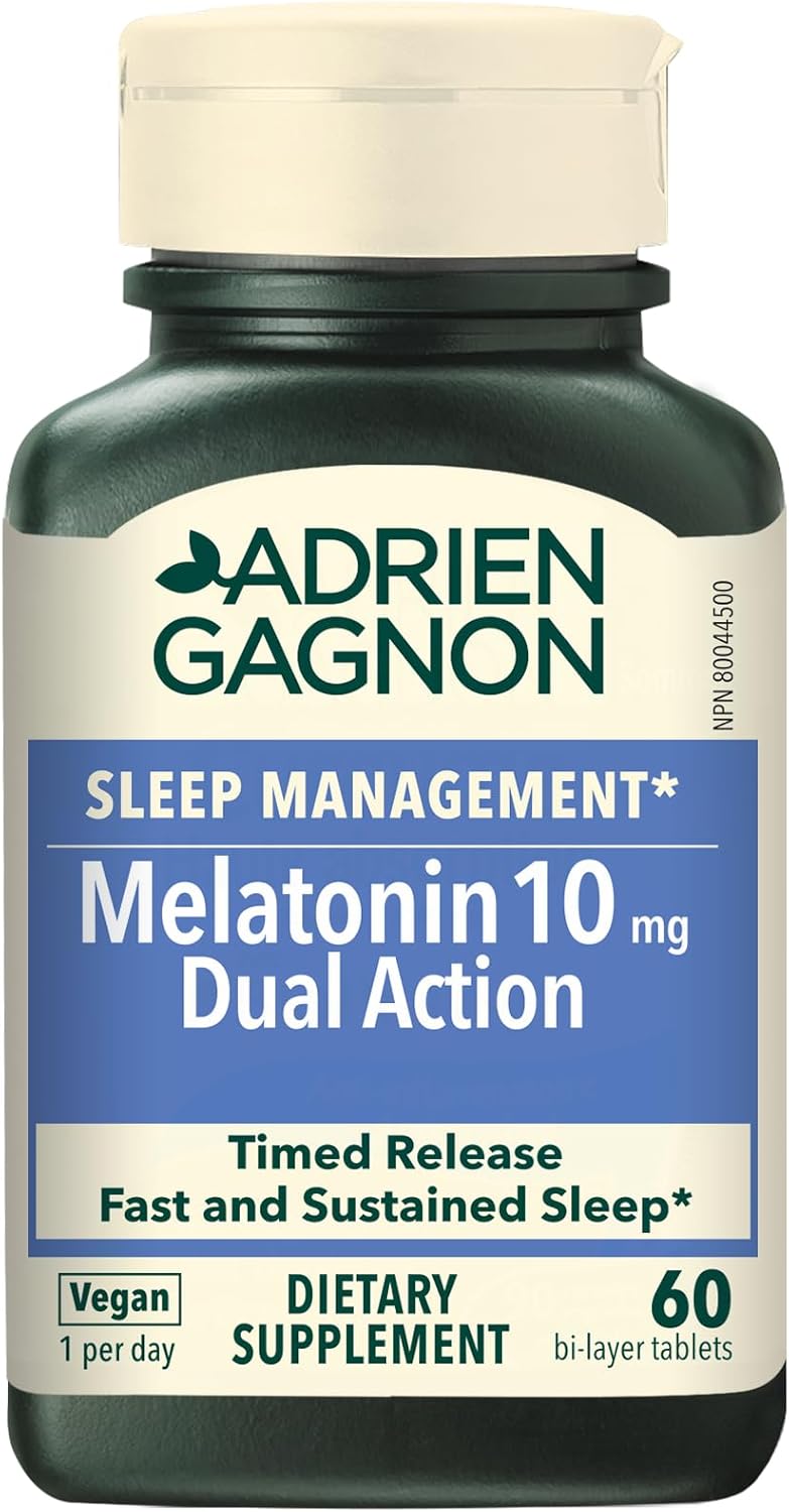 Adrien Gagnon - Melatonin 10 mg (Extra-Strength Dual Action Time-Release), Fast-Dissolving Natural Sleeping Aid, 60 Tablets