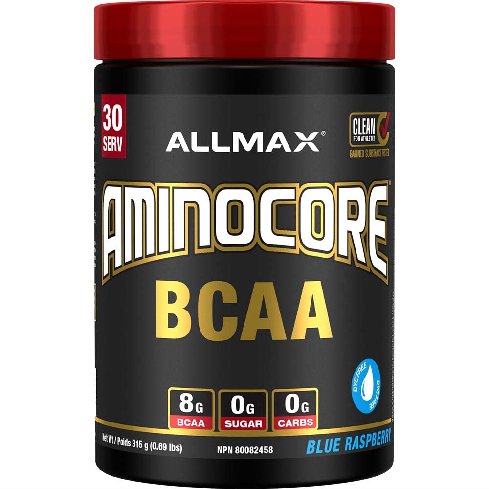 ALLMAX Nutrition - Aminocore BCAA - 8g BCAAs - 100% Pure Branch Chained Amino Acids - Gluten Free - Blue Raspberry -345 Gram