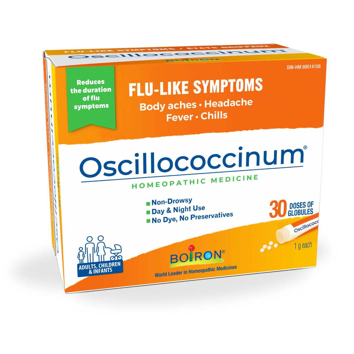 Boiron Oscillococcinum 30 doses Homeopathic Medicine for Flu-like Symptoms; Reduces the duration of flu-like symptoms such as body aches headaches fever and chills; Kosher