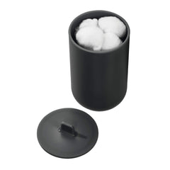 iDesign Canister Storage Jar with Lid for Cosmetics and Makeup Storage, Bathroom, Countertop, Desk, and Vanity - Matte Black, 8 cm diameter x 13 cm