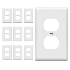 ENERLITES Duplex Wall Plates Kit, Electrical Outlet Covers, Standard Size 1-Gang 4.50" x 2.76", Unbreakable Polycarbonate Thermoplastic, Electric Receptacle Plug Covers, 8821-W-10PCS, White, 10 Pack