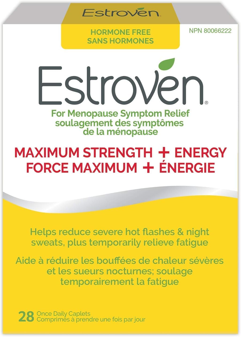 Estroven Maximum Strength + Energy, Menopause Symptom Relief for Women, 28 Caplets, Helps Reduce Hot Flashes & Night Sweats, Helps Reduce Irritability & Temporarily Relieve Fatigue