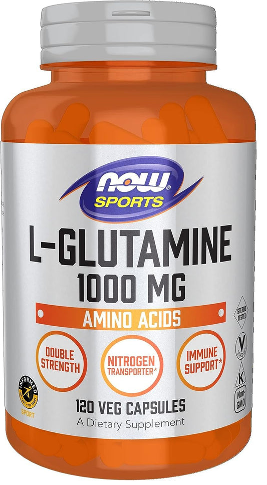 NOW Sports Nutrition, L-Glutamine, Double Strength 1,000 mg, Amino Acid, 120 Veg Capsules