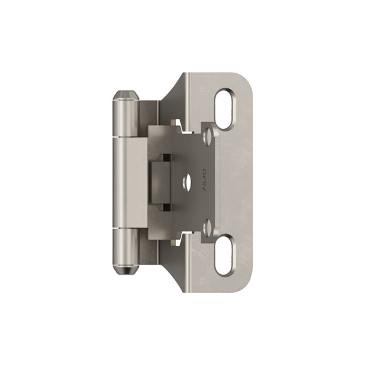 Amerock Cabinet Hinge 1/4 inch (6 mm) Overlay Hinge Satin Nickel 2 Pack Self-Closing Hinge Partial Wrap Hinge Cabinet Door Hinge