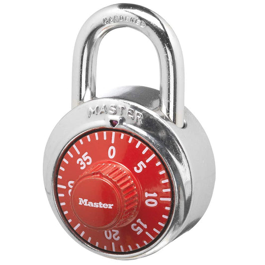 Master Lock Padlock, Standard Dial Combination Lock, 1-7/8 in. Wide, Red, 1504D