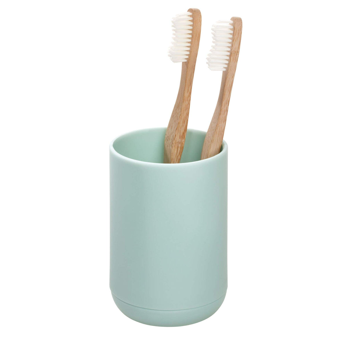 iDesign Cade Toothbrush Holder, Holds Normal Toothbrushes, Spin Brushes, and Toothpaste - Matte Soft Aqua