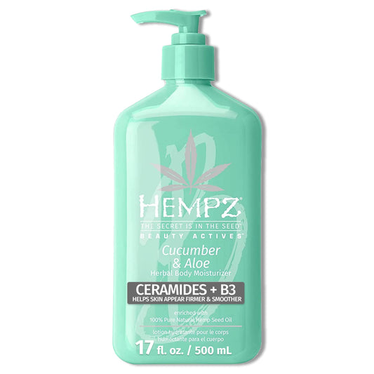 HEMPZ Body Lotion - Cucumber & Aloe Herbal Limited Edition Daily Moisturizing Cream, Shea Butter, Aloe, Cucumber Extract Body Moisturizer - Skin Care Products, Hemp Seed Oil - 17 Fl Oz