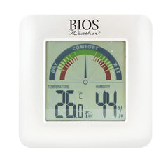 BIOS Weather Indoor/Outdoor Thermometer with Hygrometer, Comfort Humidity Scale, Large LCD, C/F switchable, Compact and Portable for Travel