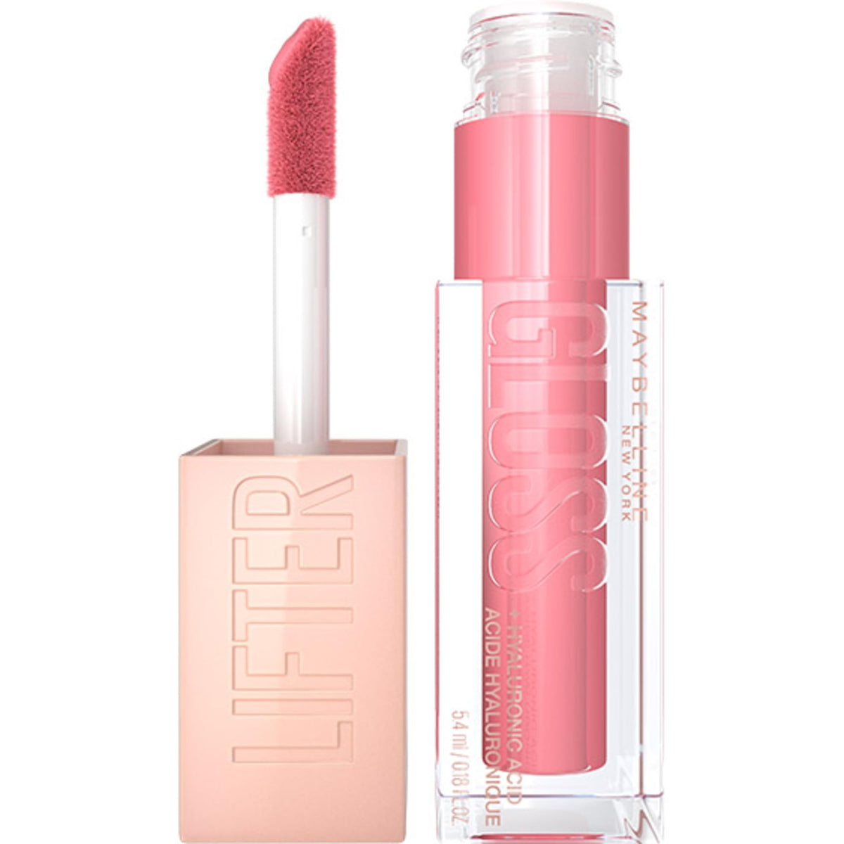 Maybelline New York Lifter Gloss, Hydrating Lip Gloss, High Shine for Fuller Looking Lips, Gummy Bear, Sheer Light Pink, 5.4 ml