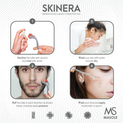 Skinera Derma Microneedling Roller (High End) - 0.5mm Titanium Needles - 540 Needles - For Men and Women - Beard Roller Face Roller (Matte Grey)