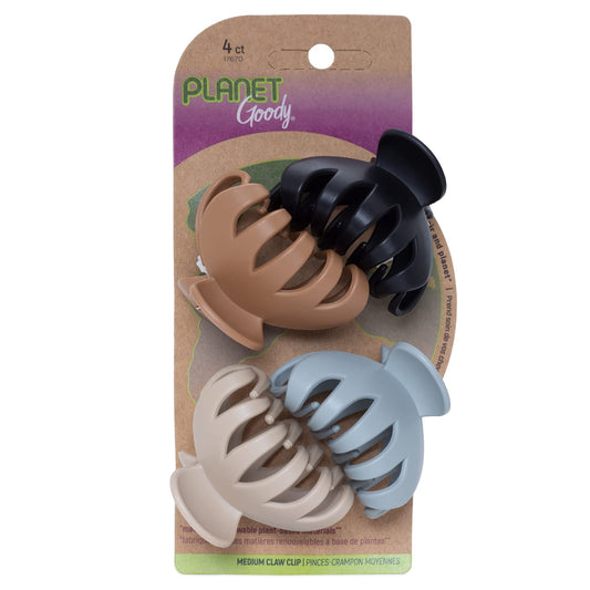 GOODY Planet Spider Claw Hair Clip, 4-Count - Assorted Neutral Colors - Medium to Long Hair - Long-lasting & Will Not Slip - Pain-Free Hair Accessories for Women, Men, Boys & Girls - All Hair Types