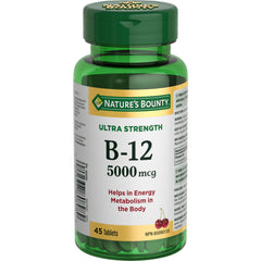 Nature's Bounty Ultra Vitamin B12 Supplement, Helps Maintain Good Health, 5000 Mcg, 45 Tablets