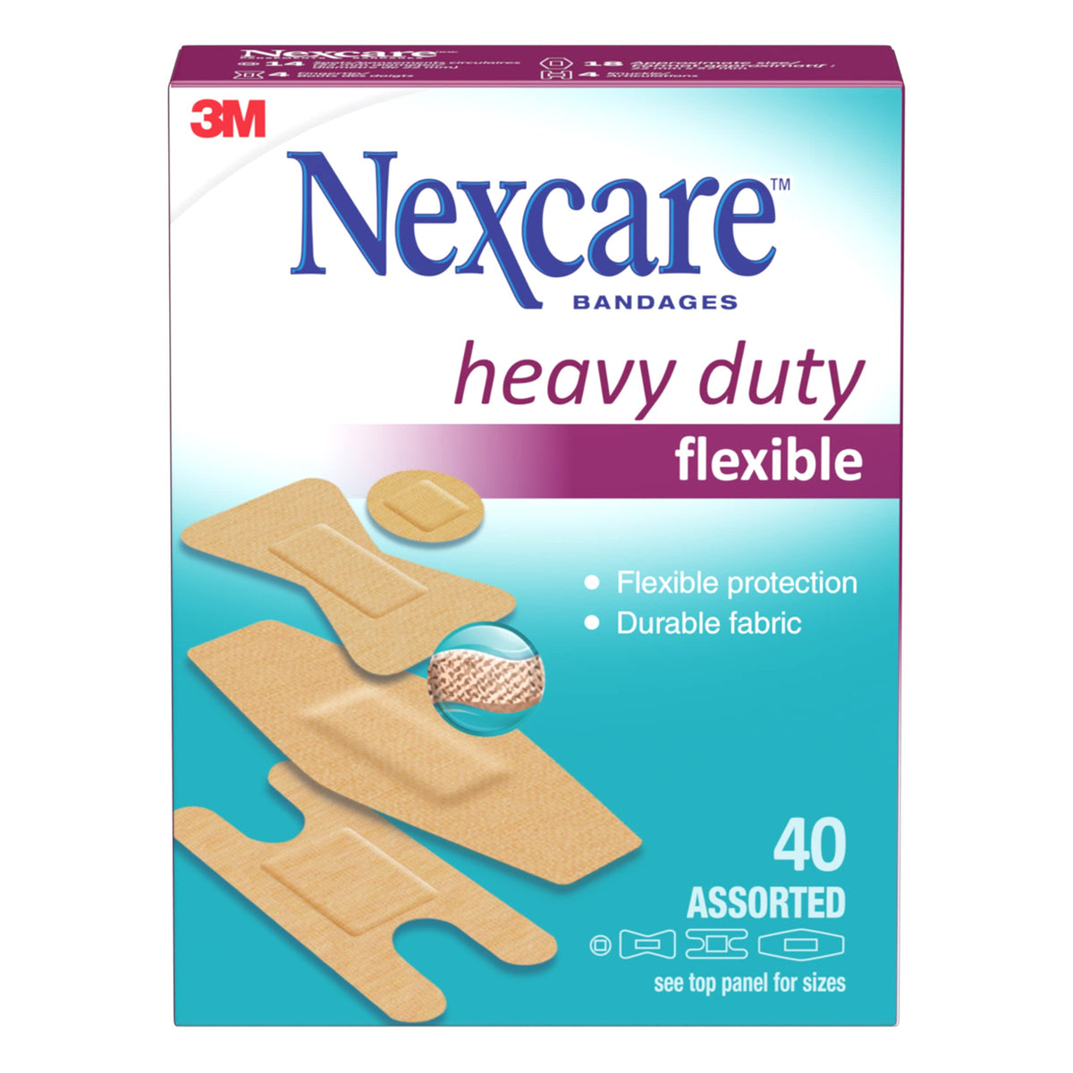 Nexcare™ Fabric Bandages HD202-CA, Assorted Sizes, 40/Pack