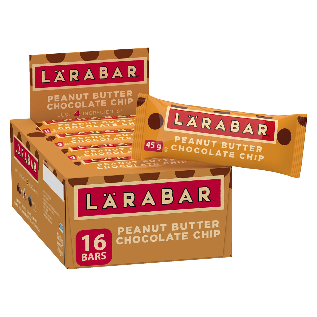 LÄRABAR Peanut Butter Chocolate Chip, Fruit and Nut Energy Bar, Pack of 16 Bars, Gluten Free, Vegan, Family Pack, Snack Bars