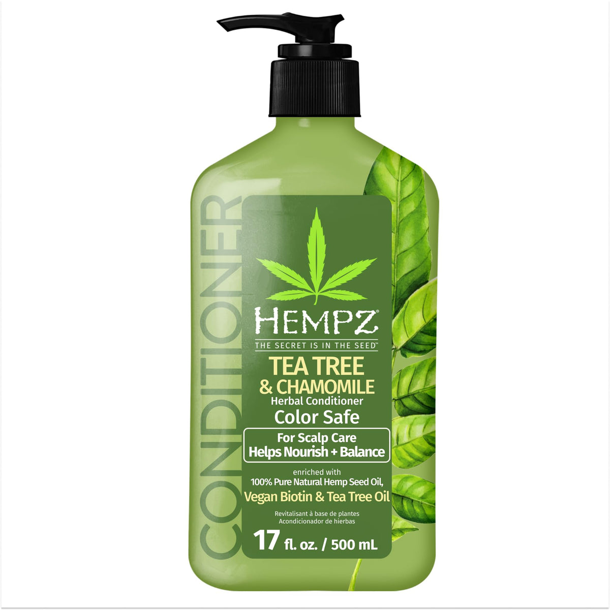 HEMPZ Tea Tree & Chamomile Herbal Hair Conditioner - Gentle Cleansing Herbal Shampoo Enriched with Chamomile, Lavender, Aloe Extracts - 17 Fl OZ