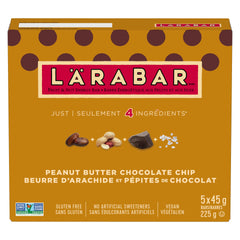 LÄRABAR Peanut Butter Chocolate Chip, Fruit and Nut Energy Bar, Pack of 5 Bars, Gluten Free, Vegan, Snack Bars