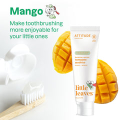 ATTITUDE Kids Fluoride-Free Toothpaste, Plant- and Mineral-Based Ingredients, Vegan, Cruelty-Free and Sugar-Free, Mango 120 grams