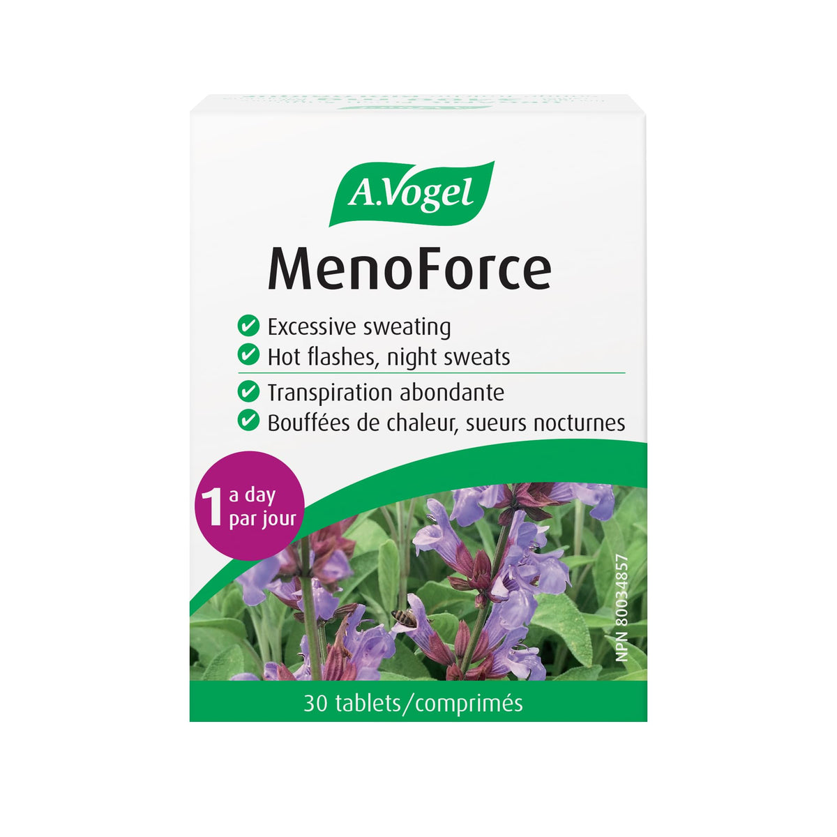 A.Vogel Menoforce - Clinically Proven Menopause Relief for Hot Flashes, Night Sweats & Mental Exhaustion - 1-A-Day Sage Tablets, Vegan, Sugar-Free & Gluten-Free - 30 Tablets