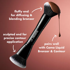 e.l.f. Liquid Bronzer & Contour Duo Brush, Silky Highly Pigmented Formula with Dual-ended Makeup Brush, Synthetic Bristles, 100% Vegan and Cruelty-Free