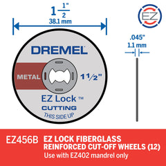 Dremel EZ456B 1 1/2-Inch EZ Lock Rotary Tool Cut-Off Wheels- Rotary Tool Cutting Accessories, Perfect for Slicing Sheet Metal and Copper Pipe, 12 Pieces