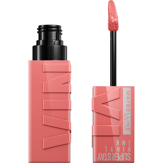 Maybelline Super Stay Vinyl Ink Longwear No-Budge Liquid Lipcolor, Highly Pigmented Color and Instant Shine, Charmed, Coral, 4.2ml, 1 Count