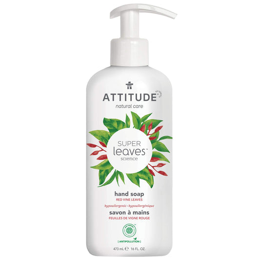 ATTITUDE Liquid Hand Soap, EWG Verified, Plant and Mineral-Based, Vegan Personal Care Products, Vine Leaves and Pomegranate, 473 ml