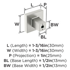 Amerock | Cabinet Knob | Satin Nickel | 1-3/16 inch (30 mm) Length | Monument | 1 Pack | Drawer Knob | Cabinet Hardware