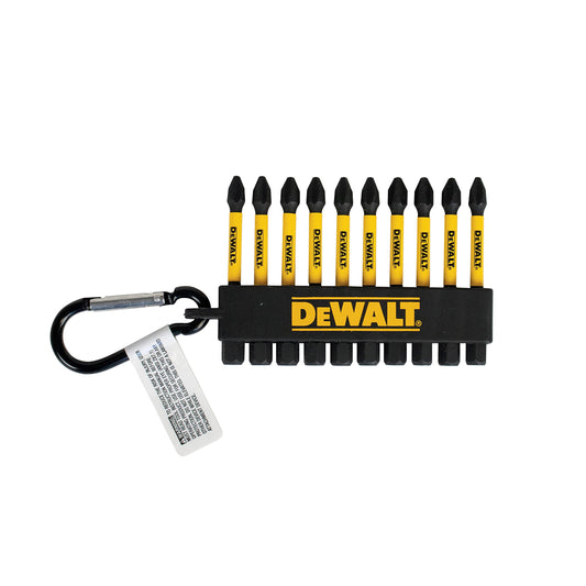 DEWALT FlexTorq PH2 Phillips 2 in. Carabiner Clip Screw Bits – 10 Bits (DWA2PH2IRCARC)