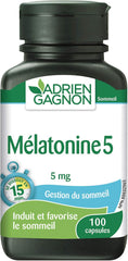 Adrien Gagnon - Melatonin 5 mg, for Faster and Deeper Sleep, 100 Capsules