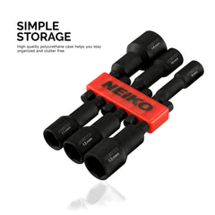 Neiko 10191A Impact Ready Magnetic Nut Driver | 6 Piece | MM | 8 to 14 mm | 2-9/16” Length | Cr-V, Metric,Master Kit