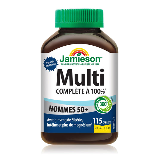 Jamieson 100% Complete Multivitamin for Adult Men 50+, with Siberian Ginseng, Lutein & Magnesium