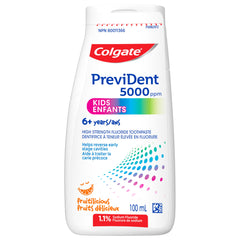 Colgate PreviDent 5000 ppm Kids Toothpaste - Fruit Flavoured, 100mL - Fluoride Enamel Protection, Sensitive Teeth Relief, Travel Size - Dentifrice for Daily Oral Care, Ages 6+ years