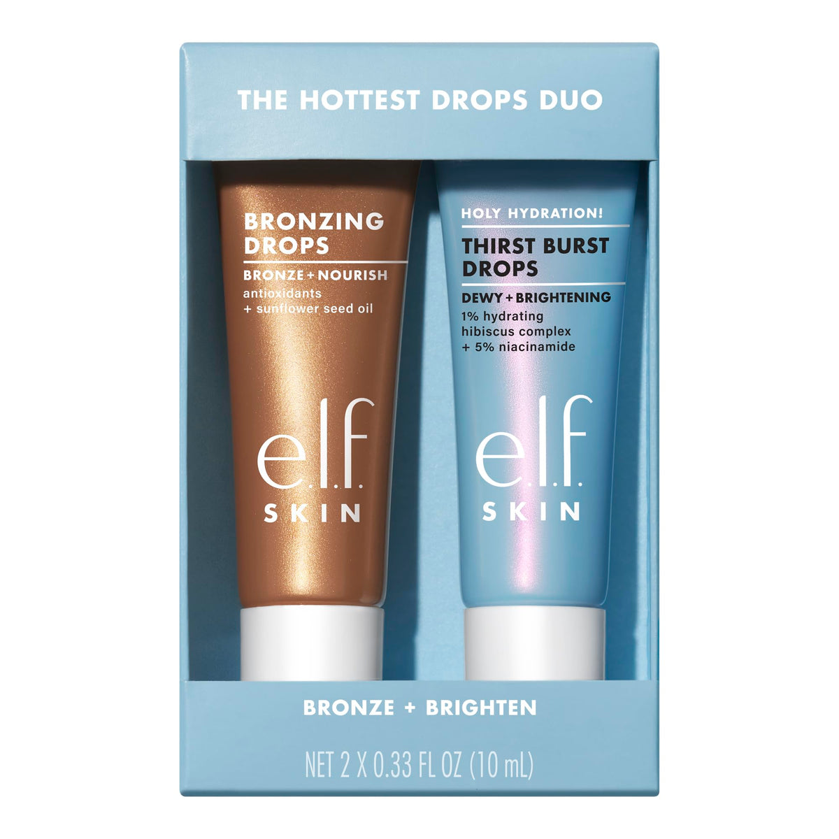 e.l.f. SKIN The Hottest Drops Duo, Holy Hydration! Thirst Burst Drops & Bronzing Drops Skincare Set, For A Dewy, Sun-Kissed Look, Vegan & Cruelty-Free