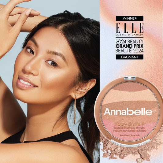 Annabelle Biggy Bronzer Radiant Bronzing Powder Talc-Free, Trio Gold, Vegan, Cruelty-Free, Paraben-Free, Fragrance-Free, Hypoallergenic, 17.8 g